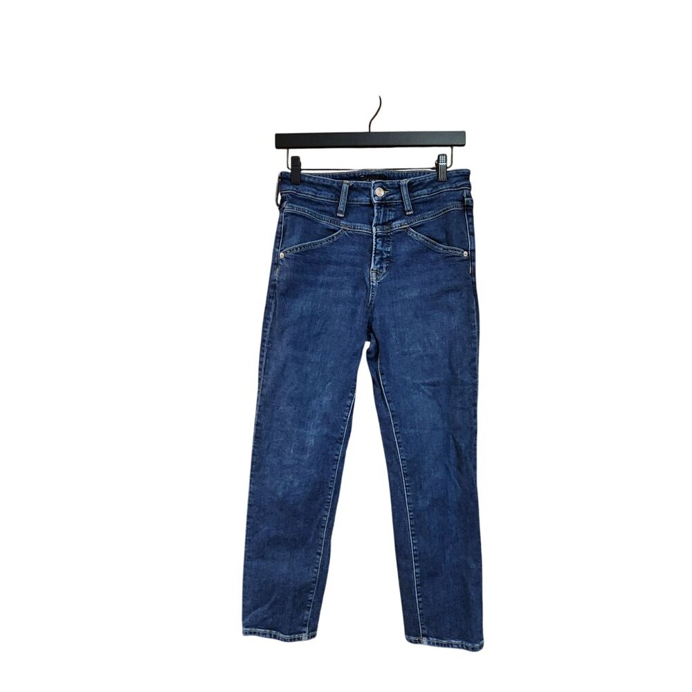 Free Assembly Yolk Front Skinny Womens Blue Denim Jeans 8 short